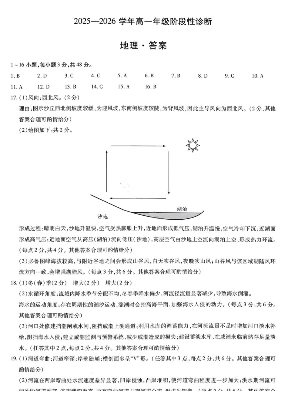 地理答案-2025-2026学年河南部分学校高一年级12月阶段性诊断.pdf_第1页