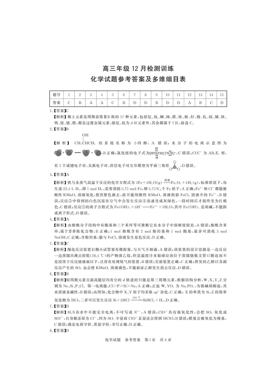 化学全国八大百强校2026届高三年级第一次学业质量评价联考暨12月检测训练(T8联考)(12.24-12.25).pdf_第1页