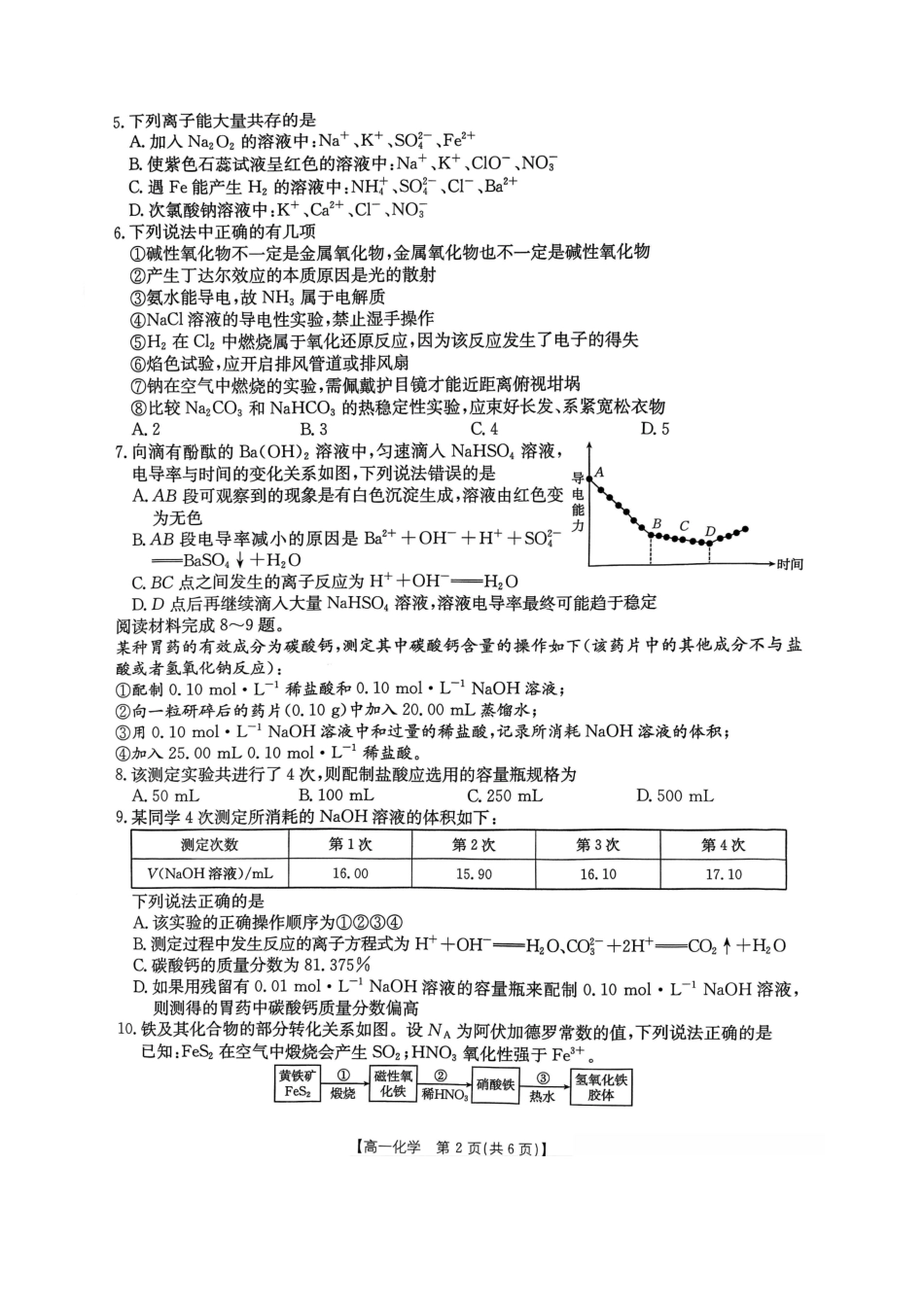 江西省“三新”协同教研共同体2025-2026学年高一上学期12月月考化学试题.pdf_第2页
