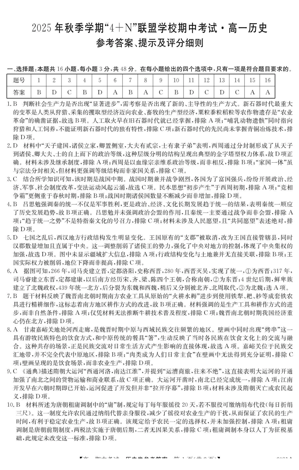 历史广西壮族自治区南宁市4+N联盟学校2025年秋季学期高一上学期12月期中考试(6081A)(12.18-12.19).pdf_第1页