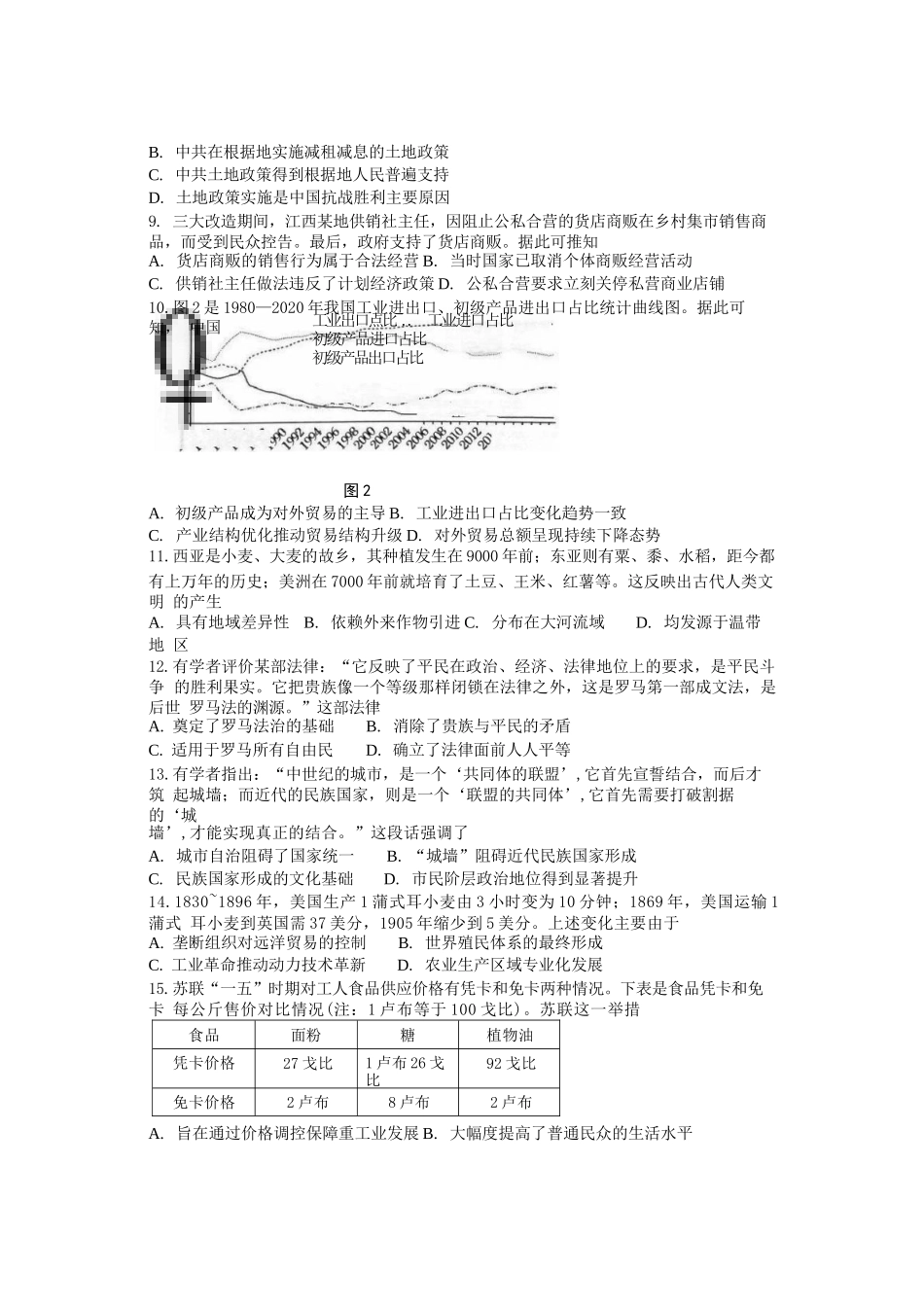 历史试卷贵州省六校联盟2026届高三上学期高考实用性联考卷(二)(12.22-12.23).docx_第2页