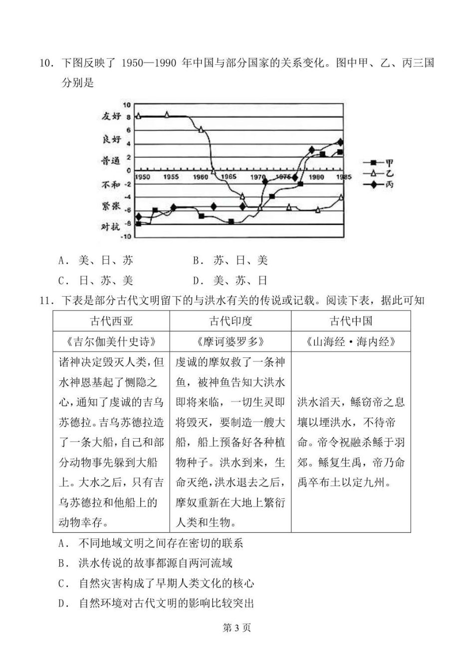 历史试卷陕西省西安中学2026届高三上学期质量检测考试（三）（12.18-12.19）.pdf_第3页