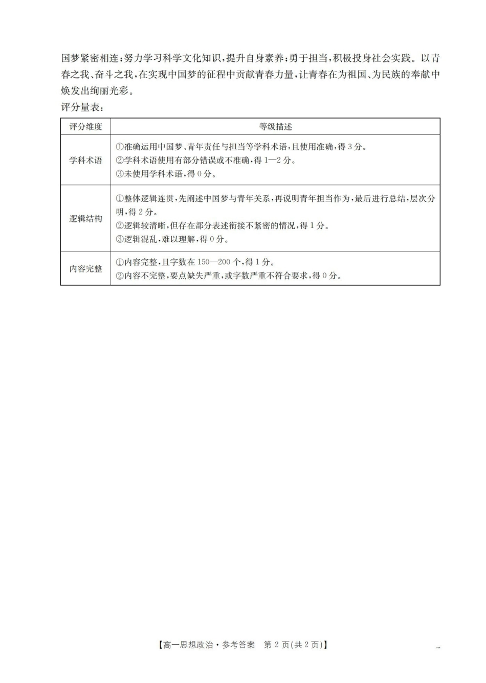 辽宁省葫芦岛市葫芦岛市、县2025-2026学年高一上学期协作校第二次考试（26-147A）政治答案.pdf_第2页