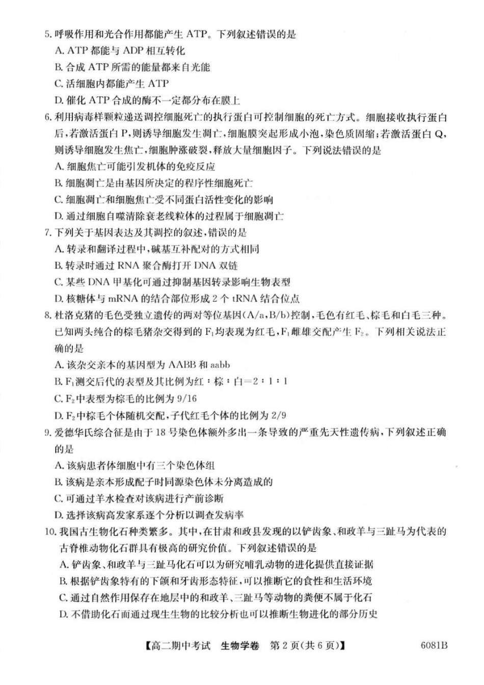 生物试卷广西壮族自治区南宁市4+N联盟学校2025秋季期中高二上学期12月期中考试()(12.18-12.19).pdf_第2页