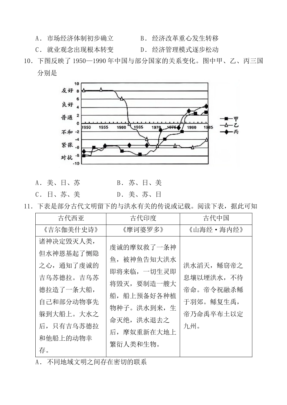 西安中学2026届高三质量检测考试（三）历史.docx_第3页