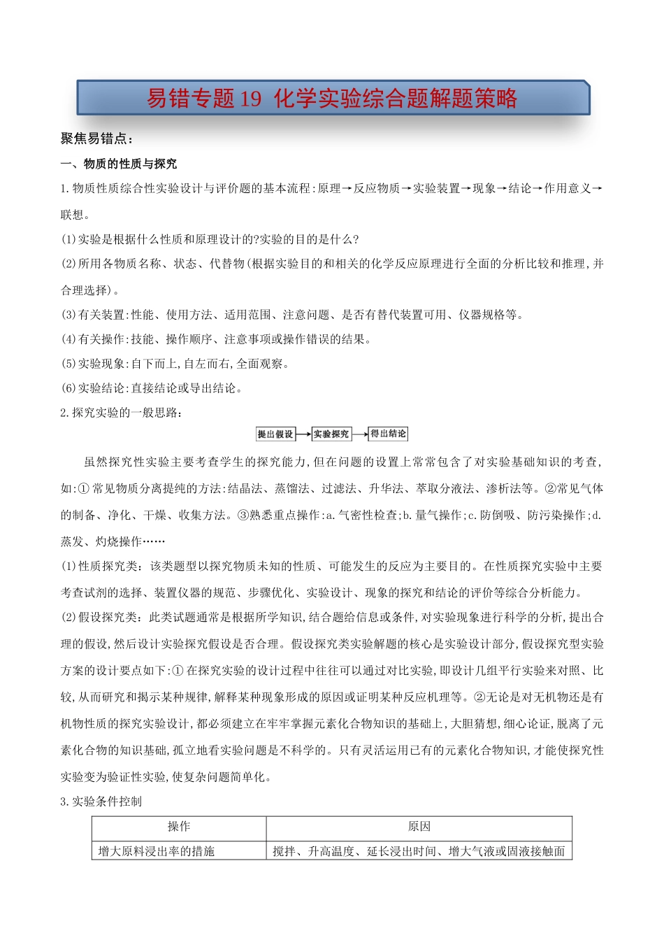 易错专题19化学实验综合题解题策略（原卷版）.docx_第1页