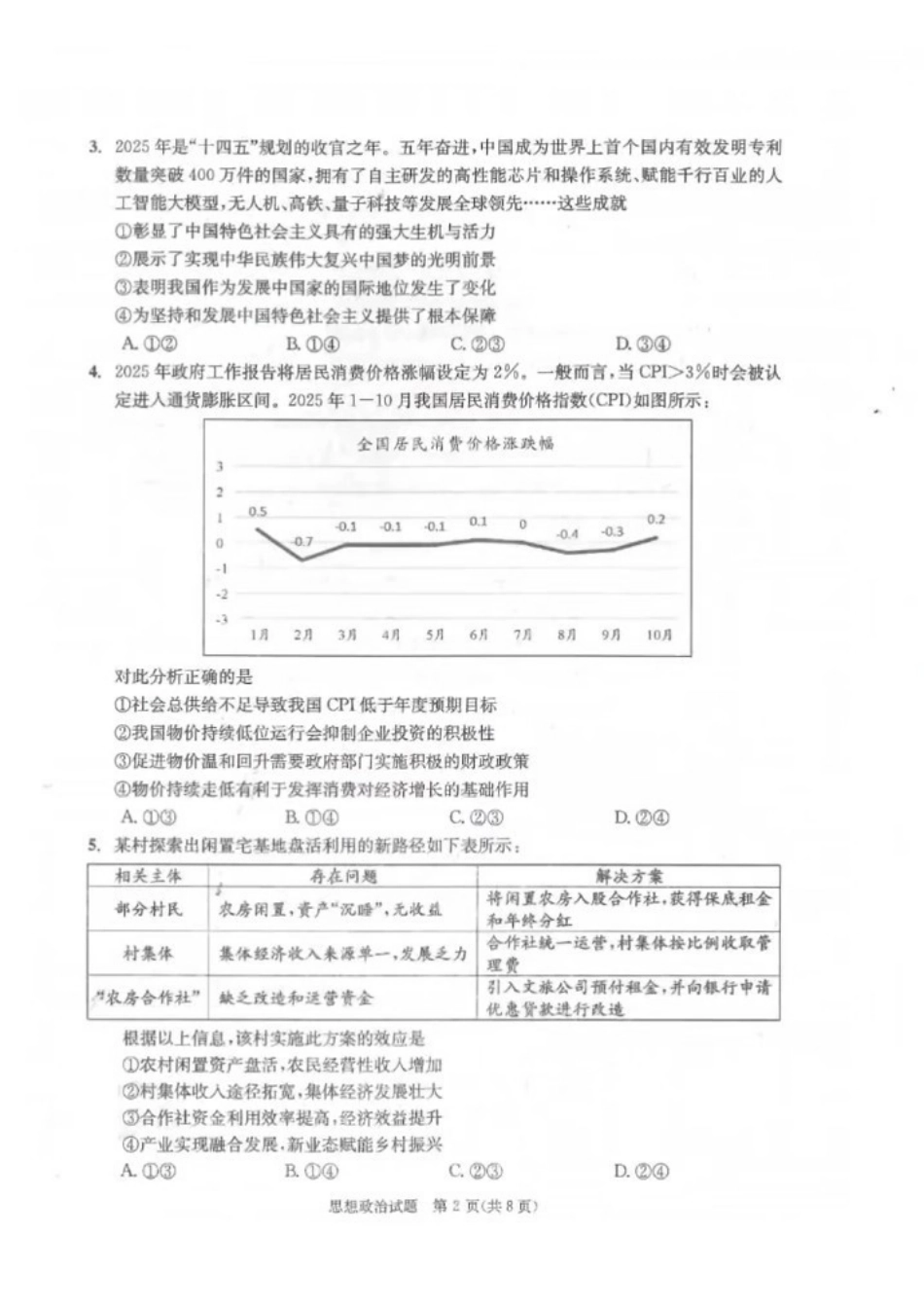政治试卷四川省成都市2023级(2026接)高中毕业班高三年级第一次诊断性检测(成都一诊)(12.22-12.24).pdf_第2页
