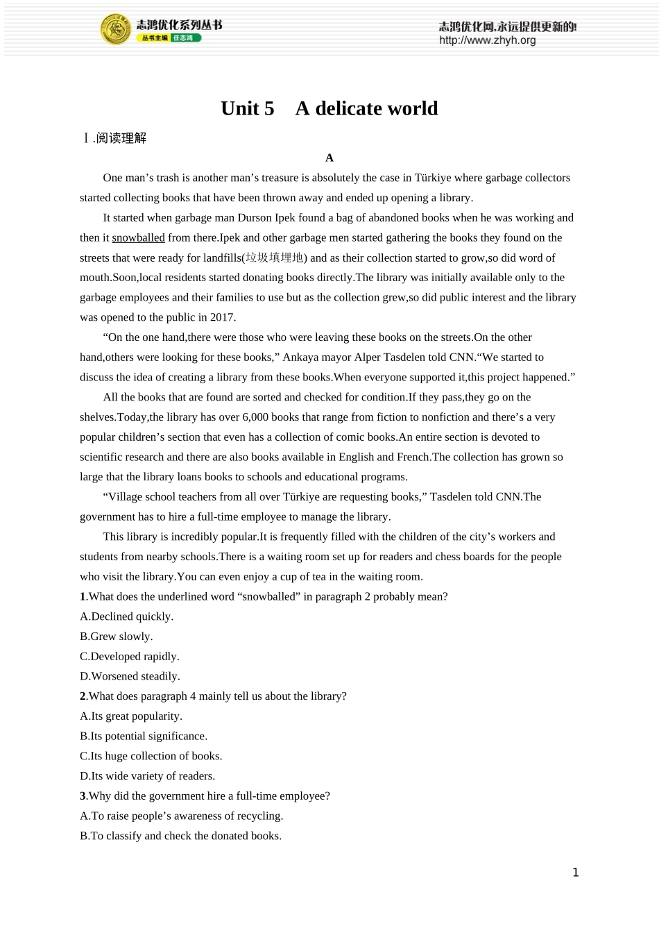 Unit 5 A delicate world.docx_第1页