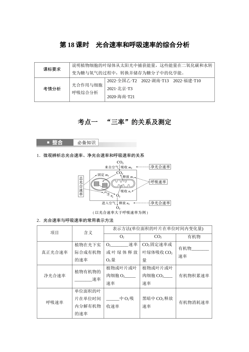 第三单元　第18课时　光合速率和呼吸速率的综合分析.docx_第1页