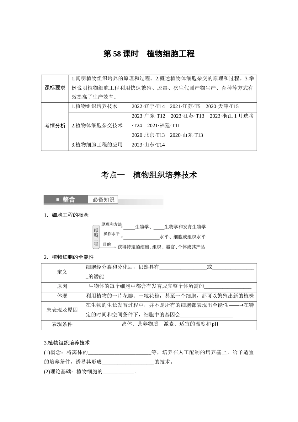 第十单元　第58课时　植物细胞工程.docx_第1页