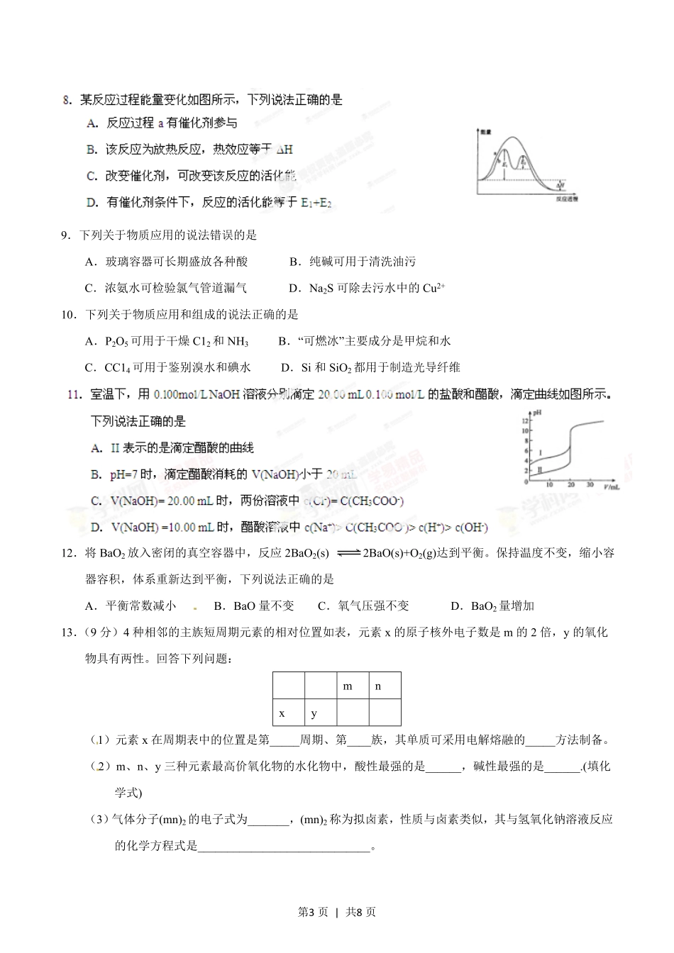 2014年高考化学试卷(海南)(空白卷).pdf_第3页