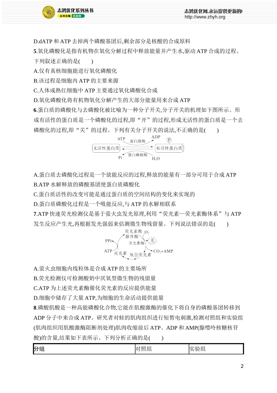 课时规范练11　细胞的能量“货币”ATP.docx_第2页