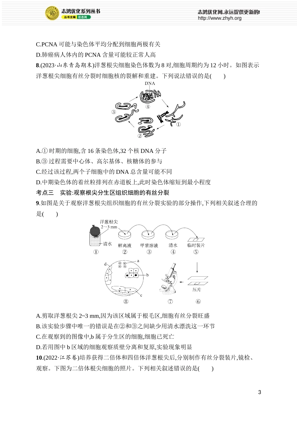 课时规范练16　细胞的增殖.docx_第3页
