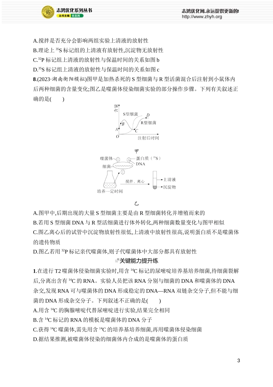 课时规范练23　DNA是主要的遗传物质.docx_第3页