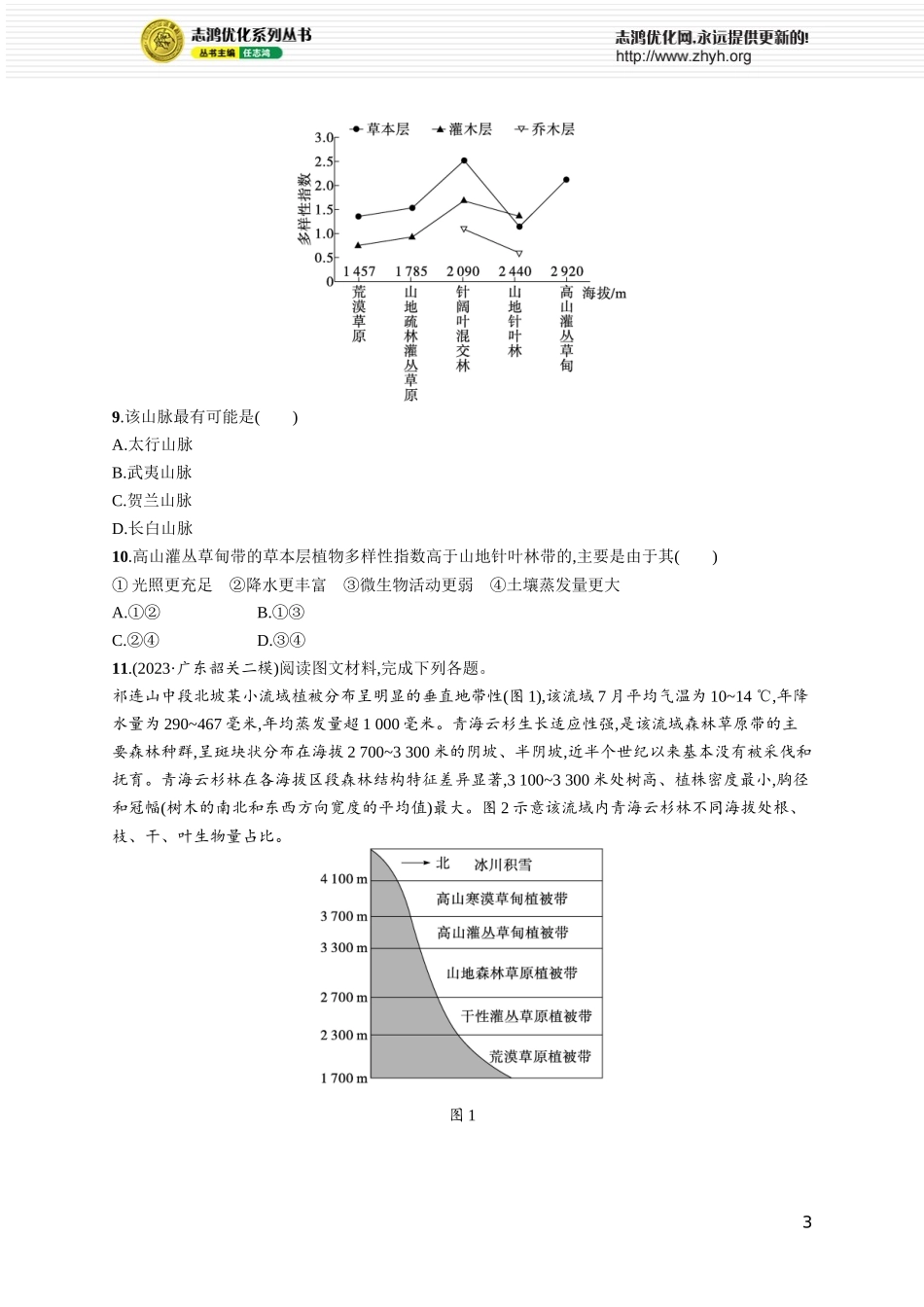课时规范练33垂直地域分异规律.docx_第3页