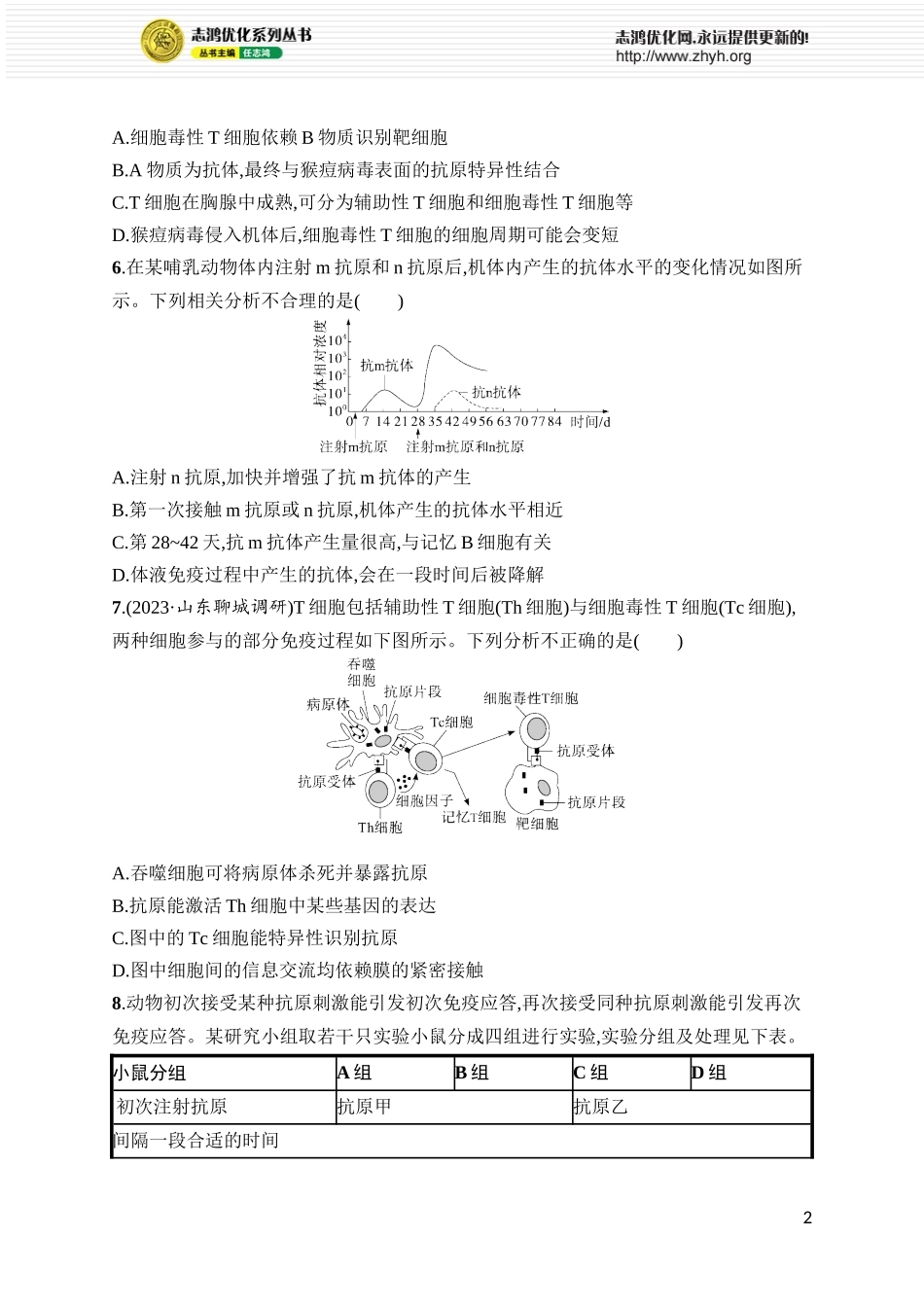 课时规范练36　免疫调节.docx_第2页