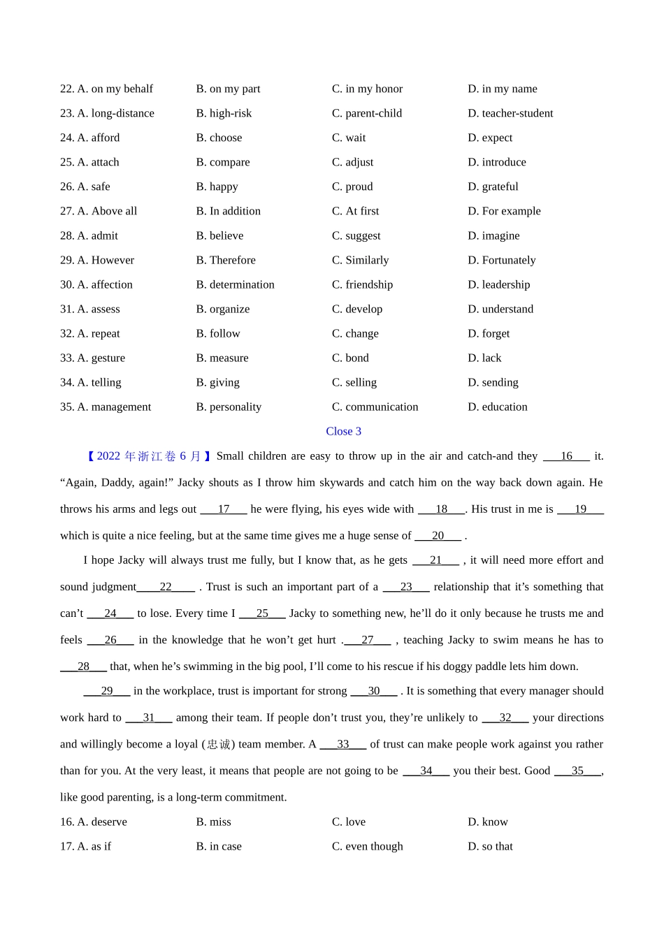 专题 21 完形填空说明文、议论文(学生版)--学易金卷:十年(2014-2023)高考真题英语分项汇编(全国通用).docx_第3页