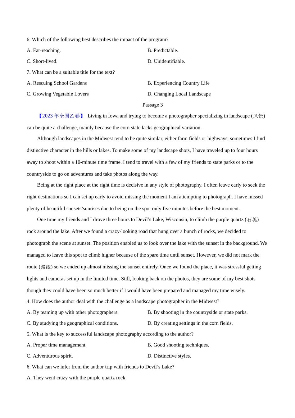 专题10 阅读理解记叙文（原卷版）- 2023年高考英语真题及模拟题英语分项汇编（全国通用）.docx_第3页