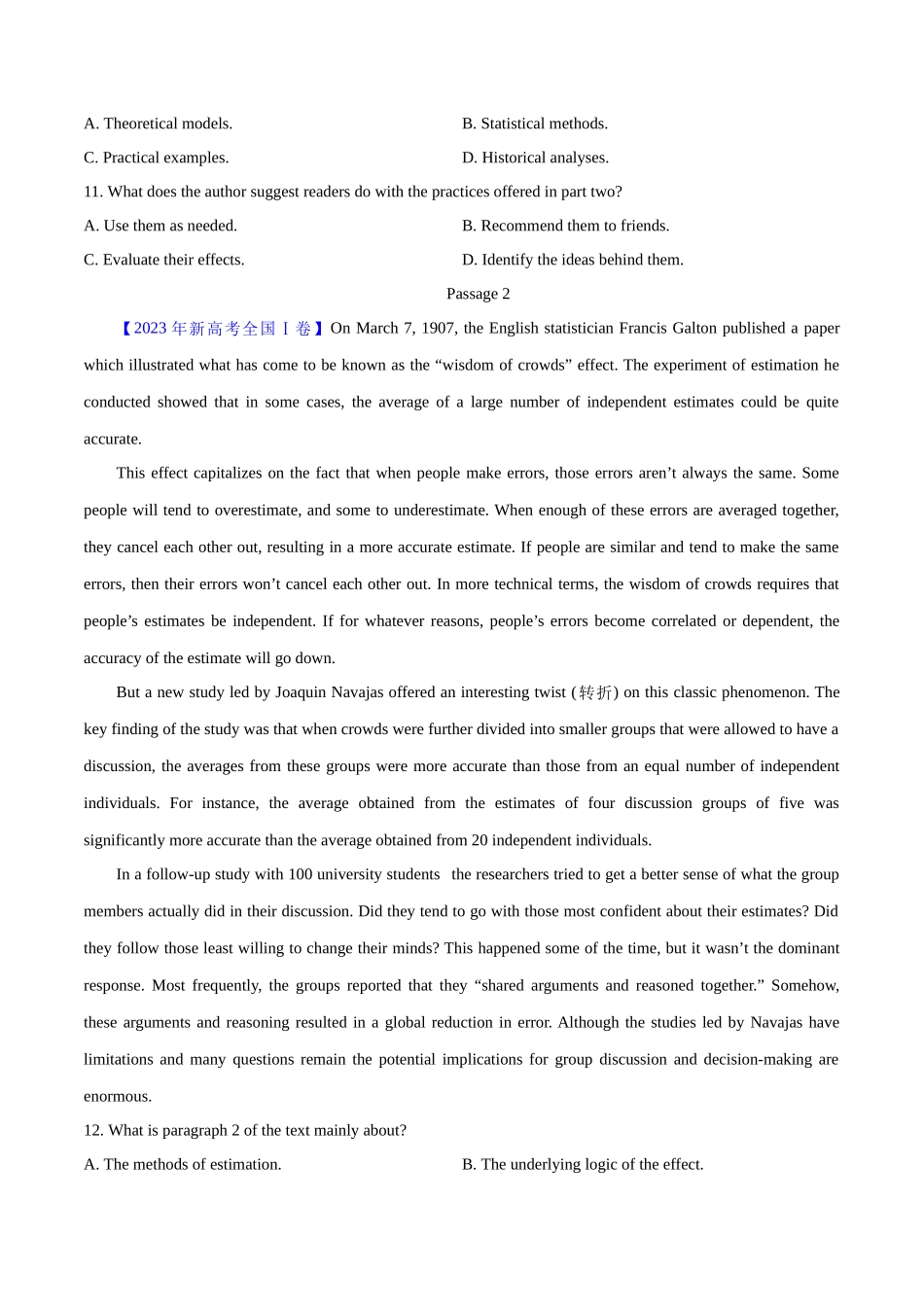 专题11 阅读理解说明文（原卷版）- 2023年高考英语真题及模拟题英语分项汇编（全国通用）.docx_第2页
