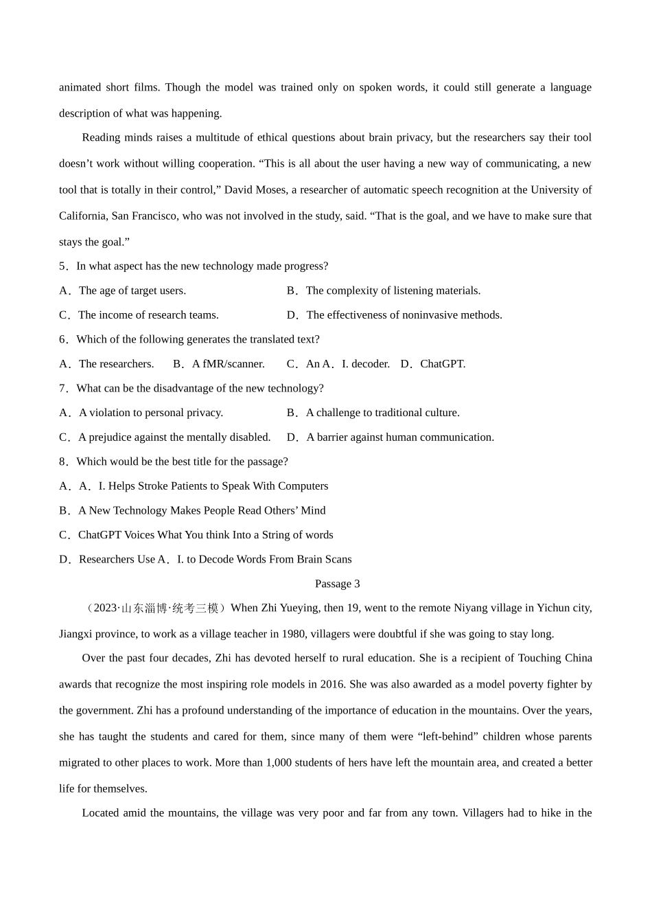 专题13 阅读理解新闻报道及其它（原卷版）- 2023年高考英语真题及模拟题英语分项汇编（全国通用）.docx_第3页