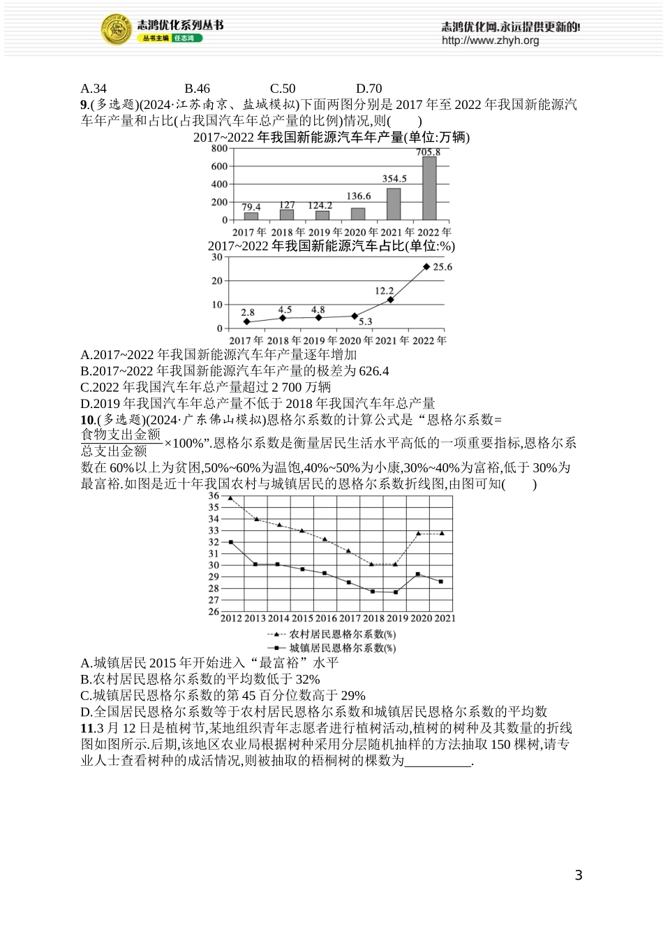 课时规范练78　随机抽样、统计图表.docx_第3页