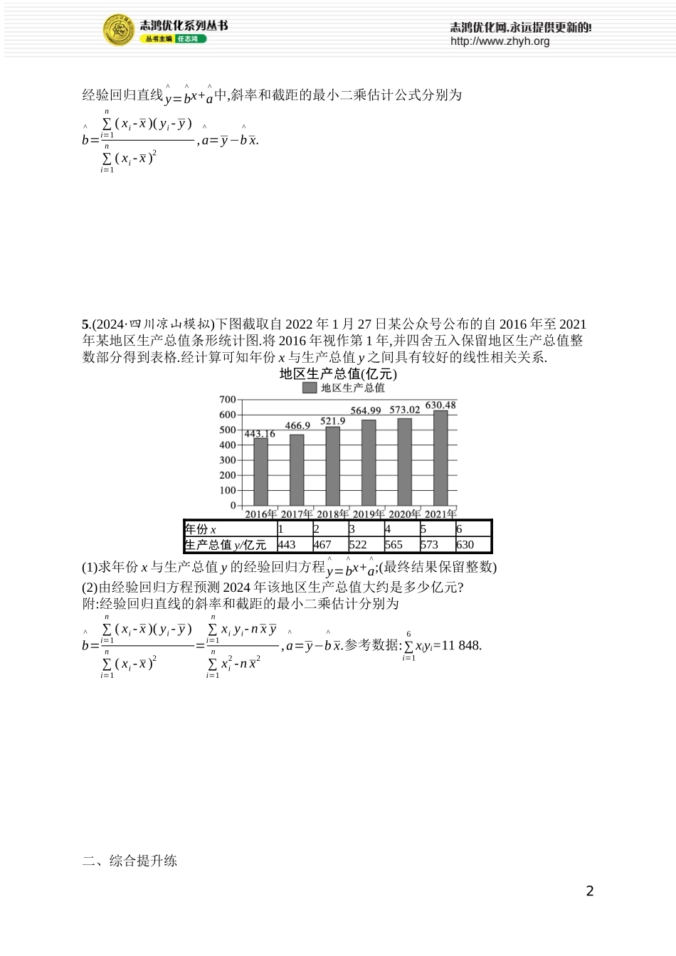 课时规范练80　变量间的相关关系及回归模型.docx_第2页