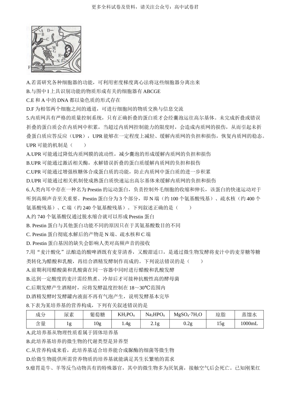 辽宁省（点石联考）2023-2024学年高二下学期6月阶段考生物试卷.docx_第2页