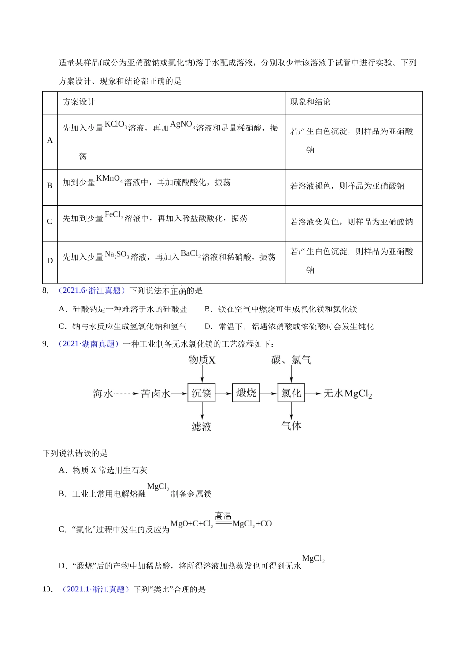 专题15  钠、镁、铝及其化合物（学生版）.docx_第3页