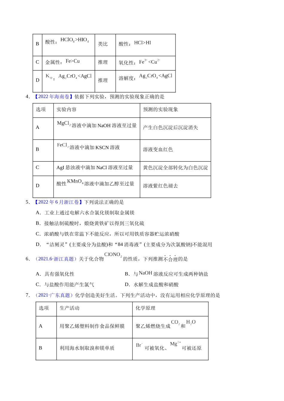 专题19  氯及其化合物  卤素（学生版）.docx_第2页