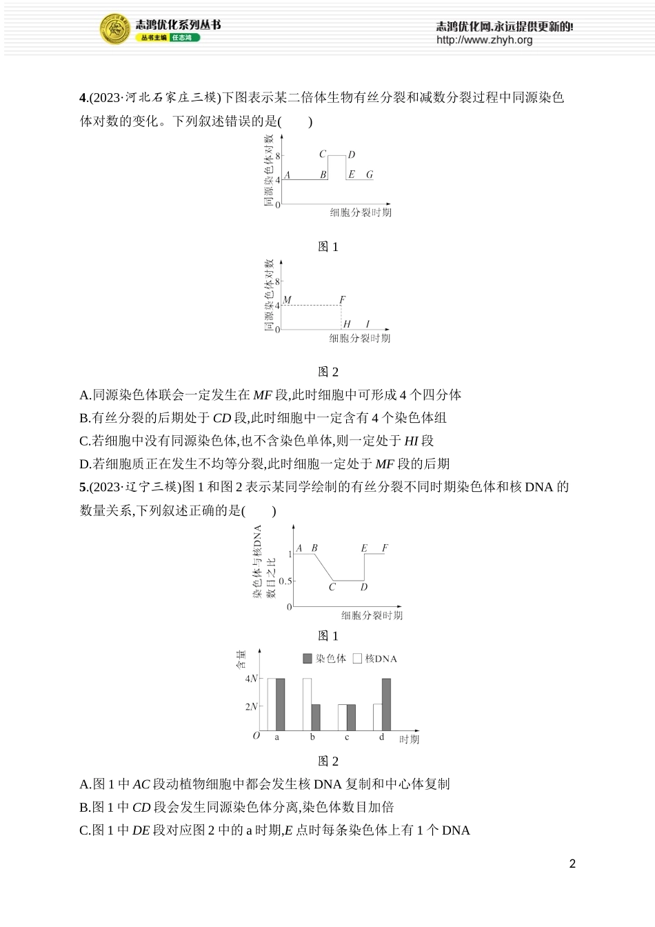 专题练1　减数分裂与有丝分裂的比较.docx_第2页
