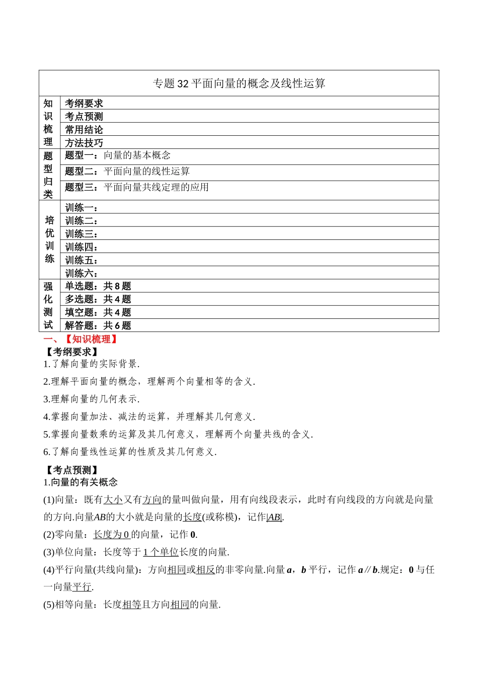 专题32 平面向量的概念及线性运算（解析版）.docx_第1页