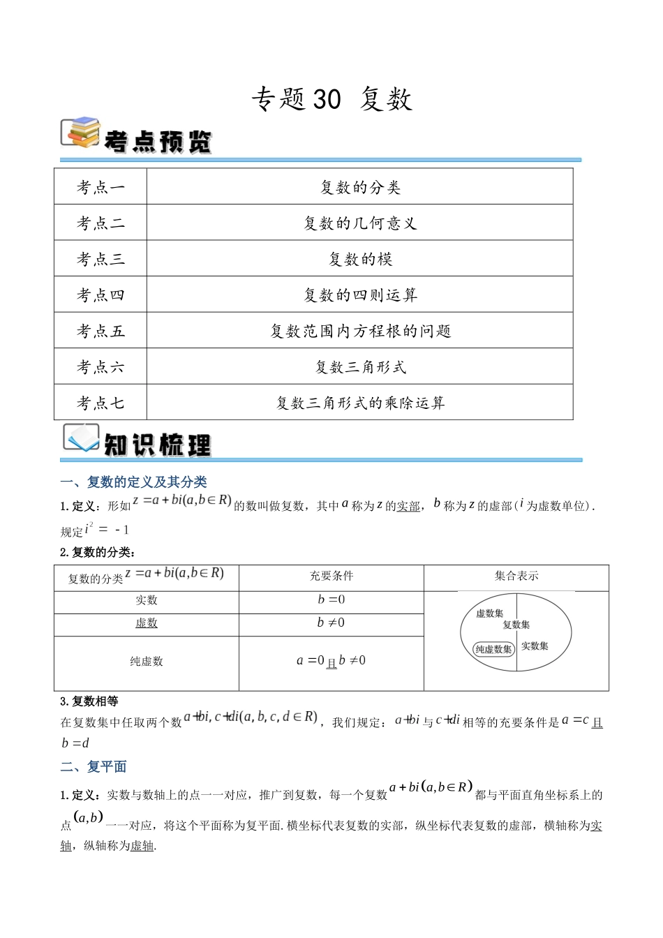专题30 复数（讲义）（解析版）.docx_第1页
