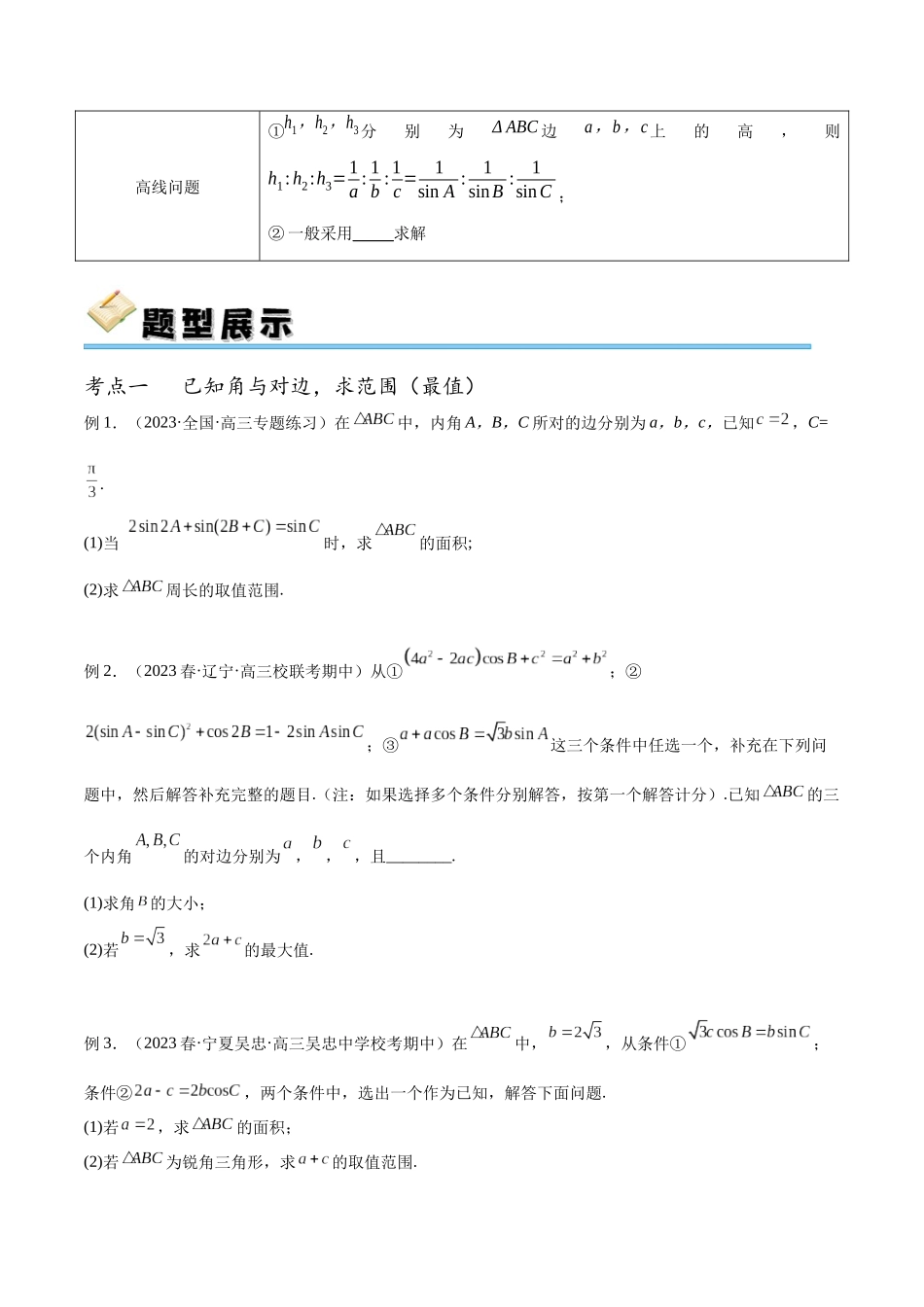 专题25 解三角形中的范围（最值）和特殊线的处理（讲义）（原卷版）.docx_第2页