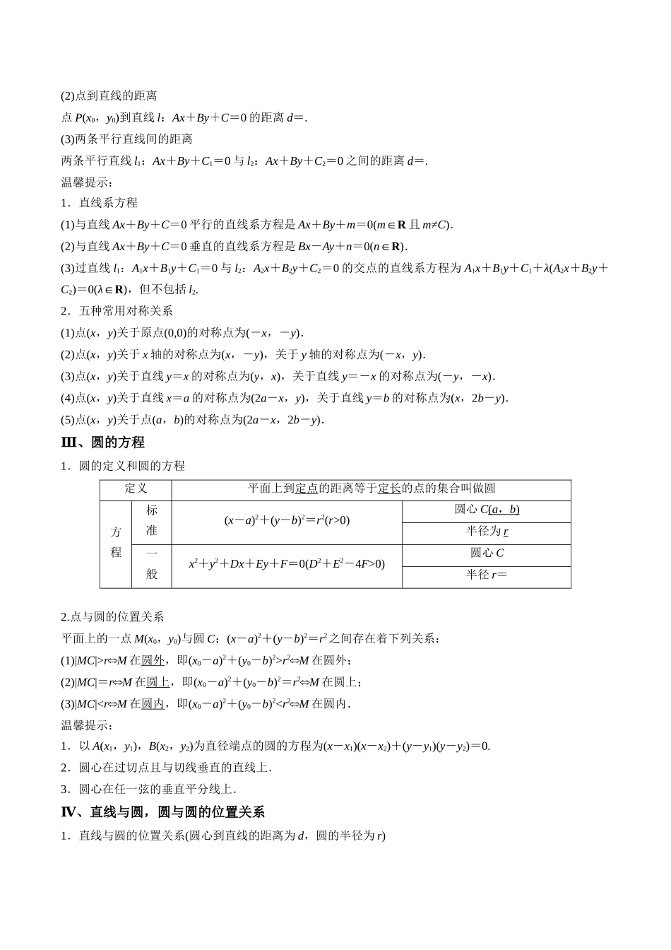 专题24 直线和圆的方程（思维导图+知识清单+核心素养分析+方法归纳）.docx_第3页