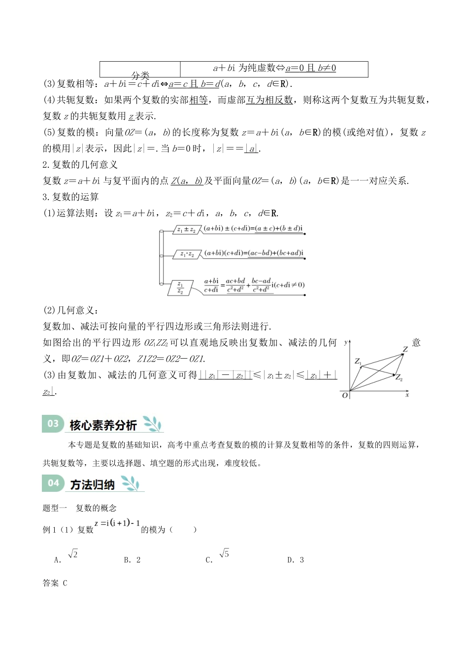 专题21 复数（思维导图+知识清单+核心素养分析+方法归纳）.docx_第2页