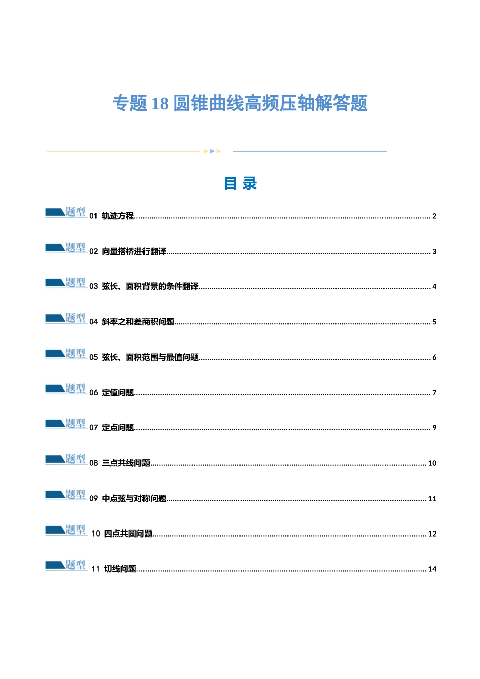 专题18 圆锥曲线高频压轴解答题（16大题型）（练习）（原卷版）.docx_第1页