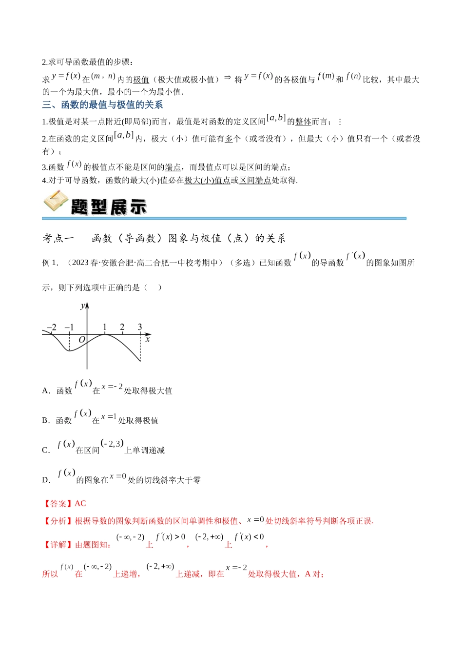 专题17 导数与函数的极值和最值（讲义）（解析版）.docx_第2页