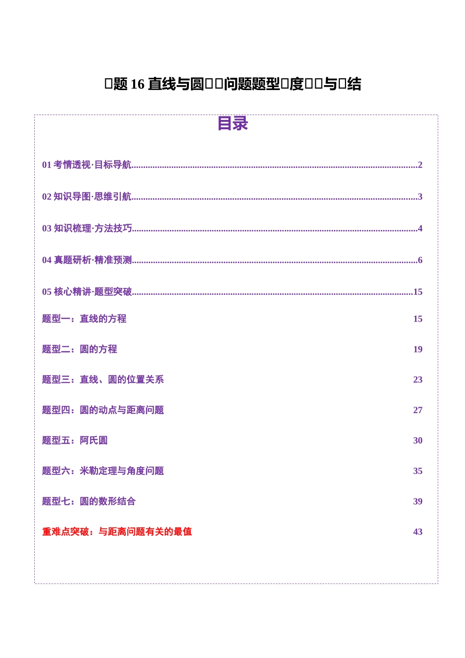 专题16 直线与圆几何问题题型深度剖析与总结（讲义）（教师版）.docx_第1页