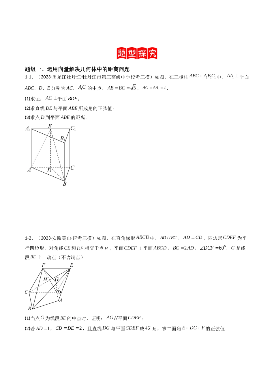 专题13 运用空间向量研究立体几何问题（2）（原卷版）.docx_第2页