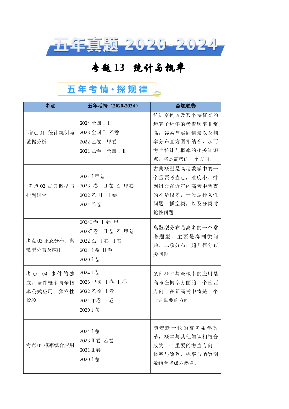 专题13 统计与概率（解析版）.docx_第1页