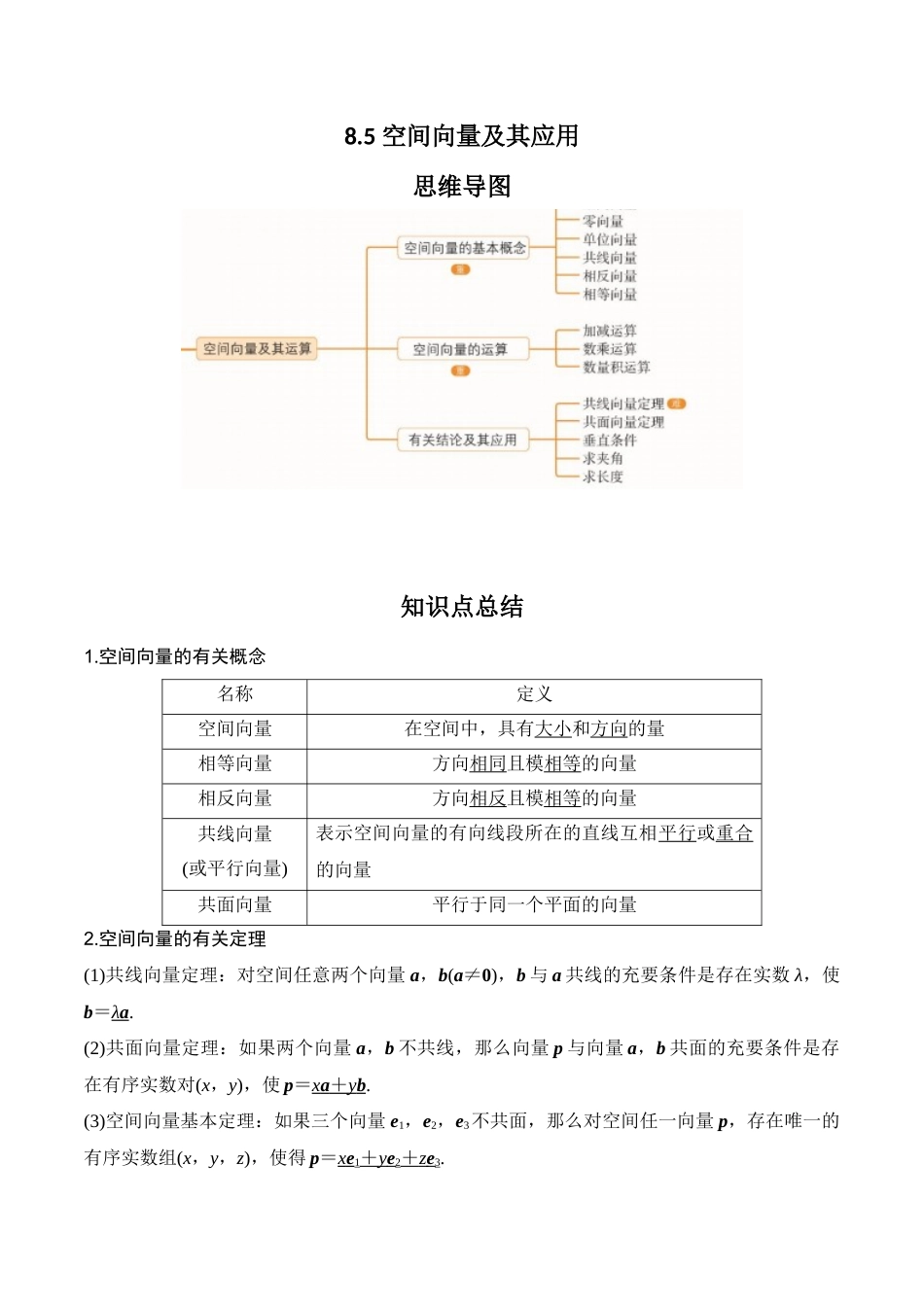专题8.5 空间向量及其应用(解析版).docx_第1页