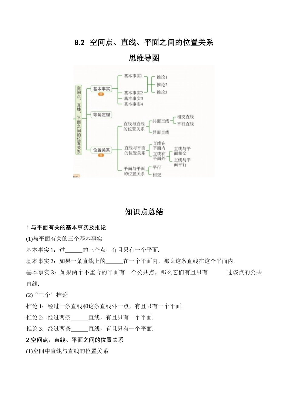 专题8.2   空间点、直线、平面之间的位置关系（原卷版）.docx_第1页