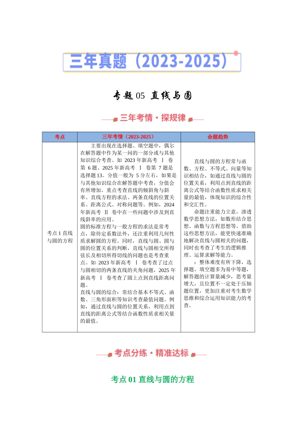 专题05  直线与圆（全国通用）（教师版）.docx_第1页