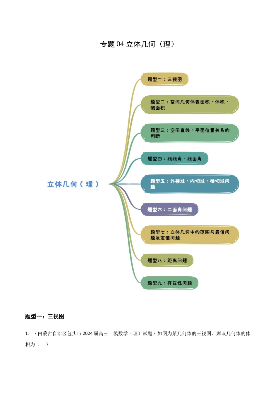 专题04 立体几何（理）（九大题型）（解析版）.docx_第1页