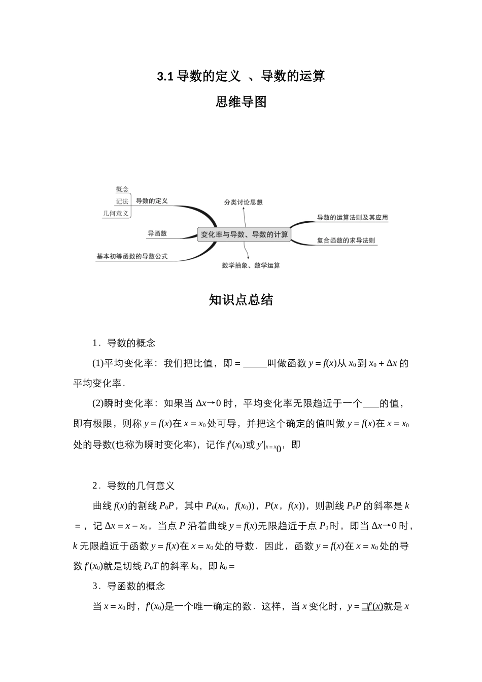 专题3.1 导数的定义、导数的运算（原卷版）.docx_第1页