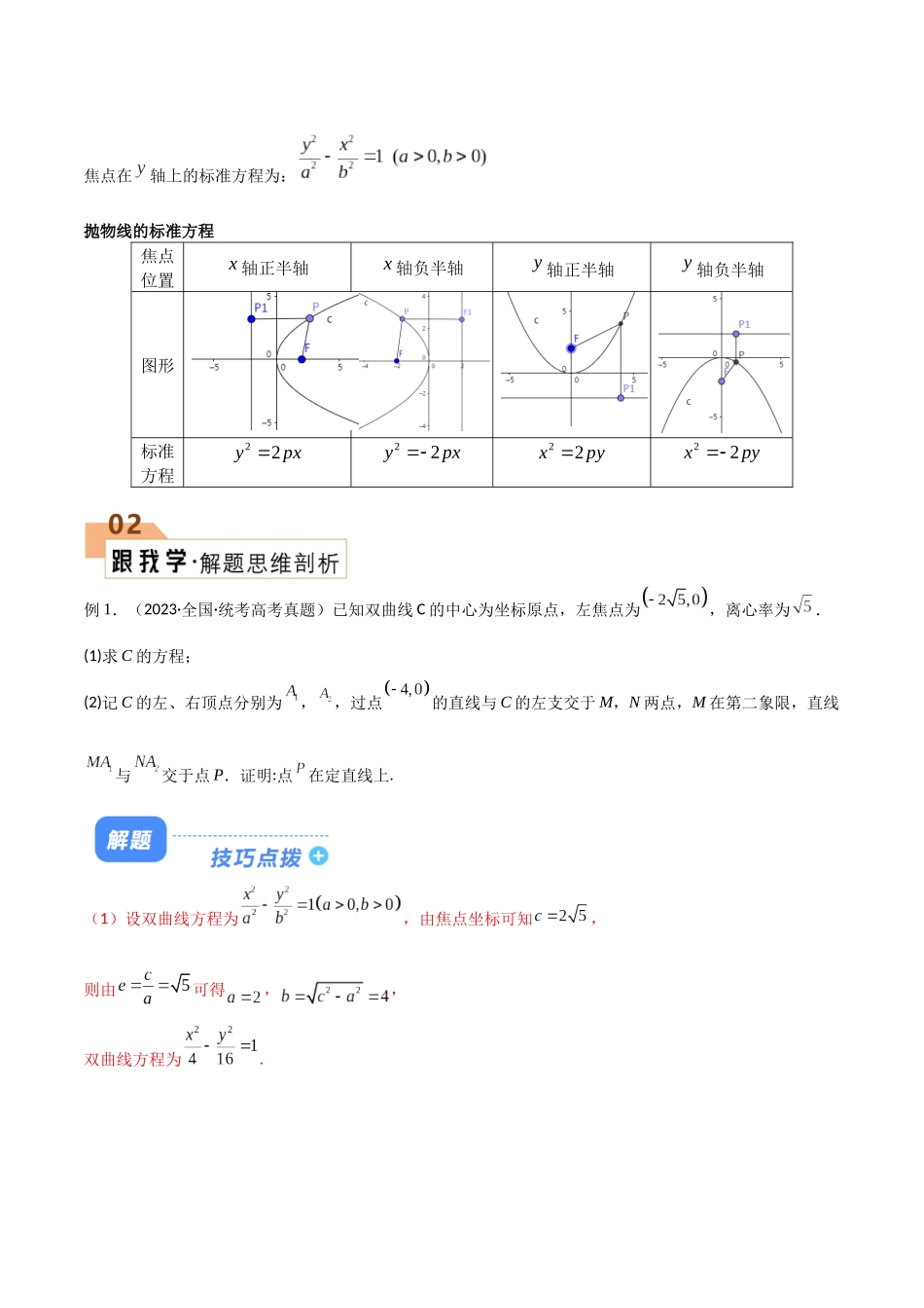 题型24 5类圆锥曲线大题综合解题技巧（标准方程、轨迹方程、定点、定值、最值及范围）（解析版）.docx_第2页