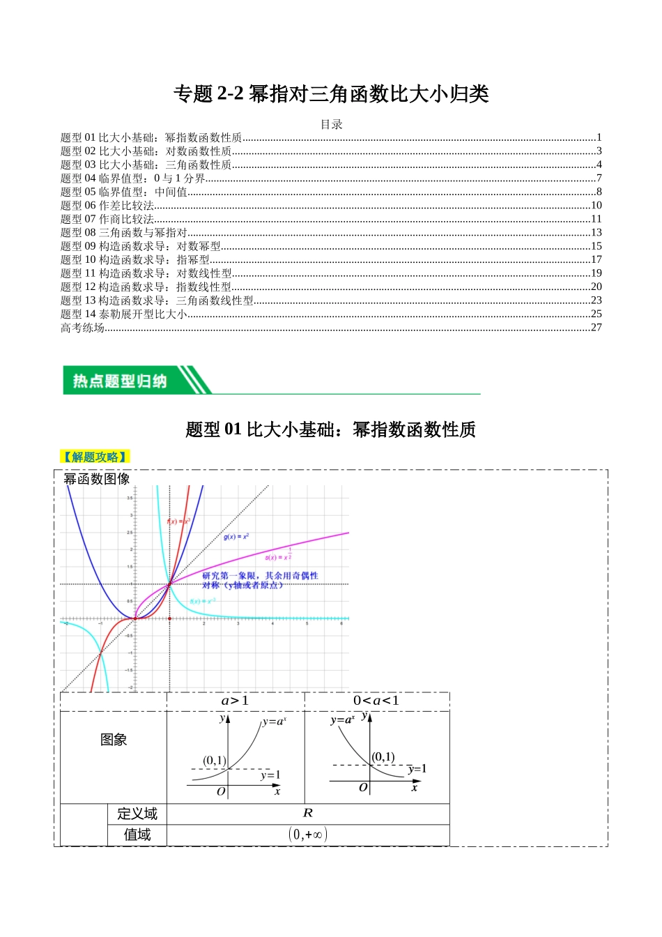 专题2-2 幂指对三角函数比大小归类(解析版).docx_第1页