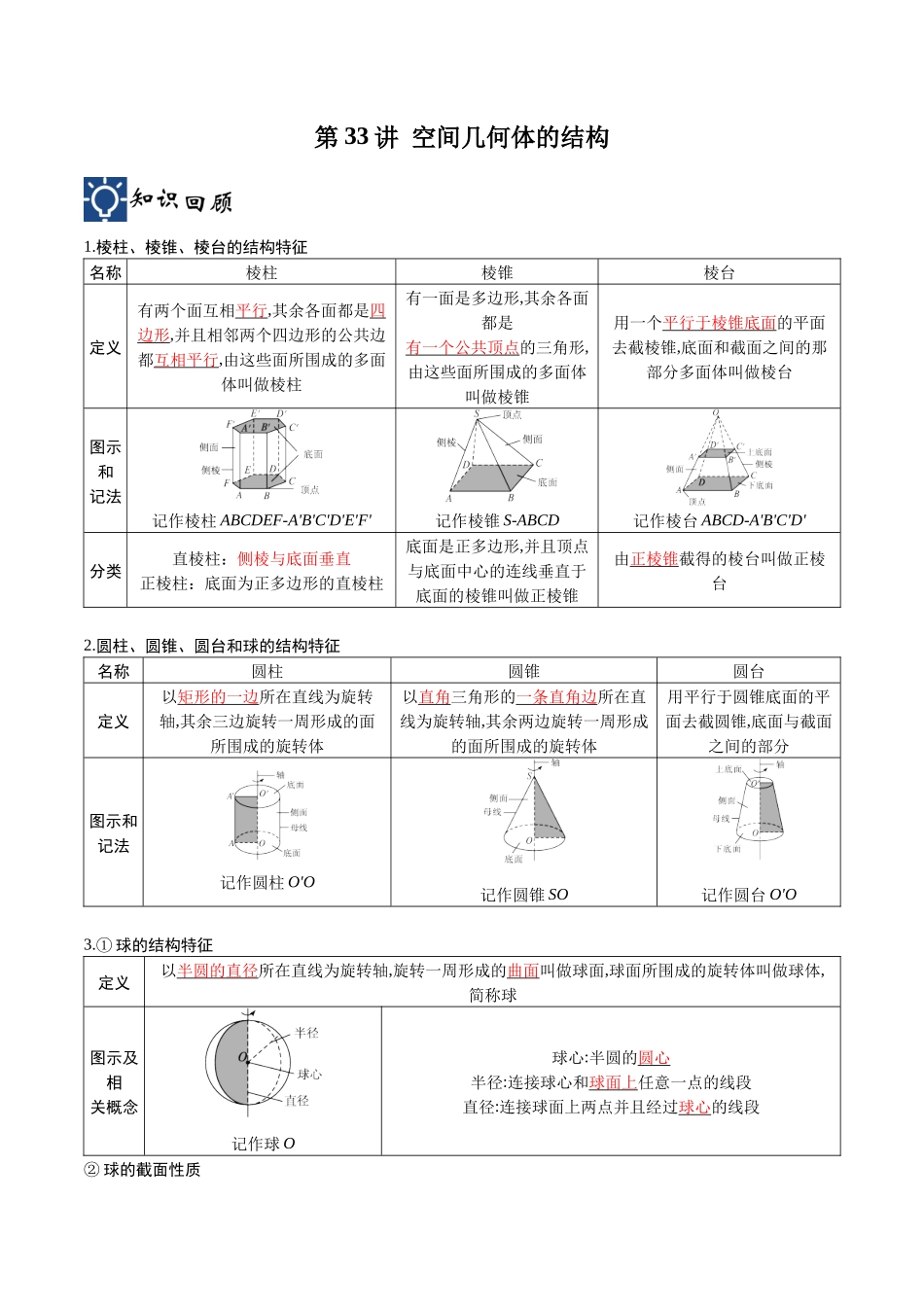第33讲 空间几何体的结构(讲义)(解析版).docx_第1页