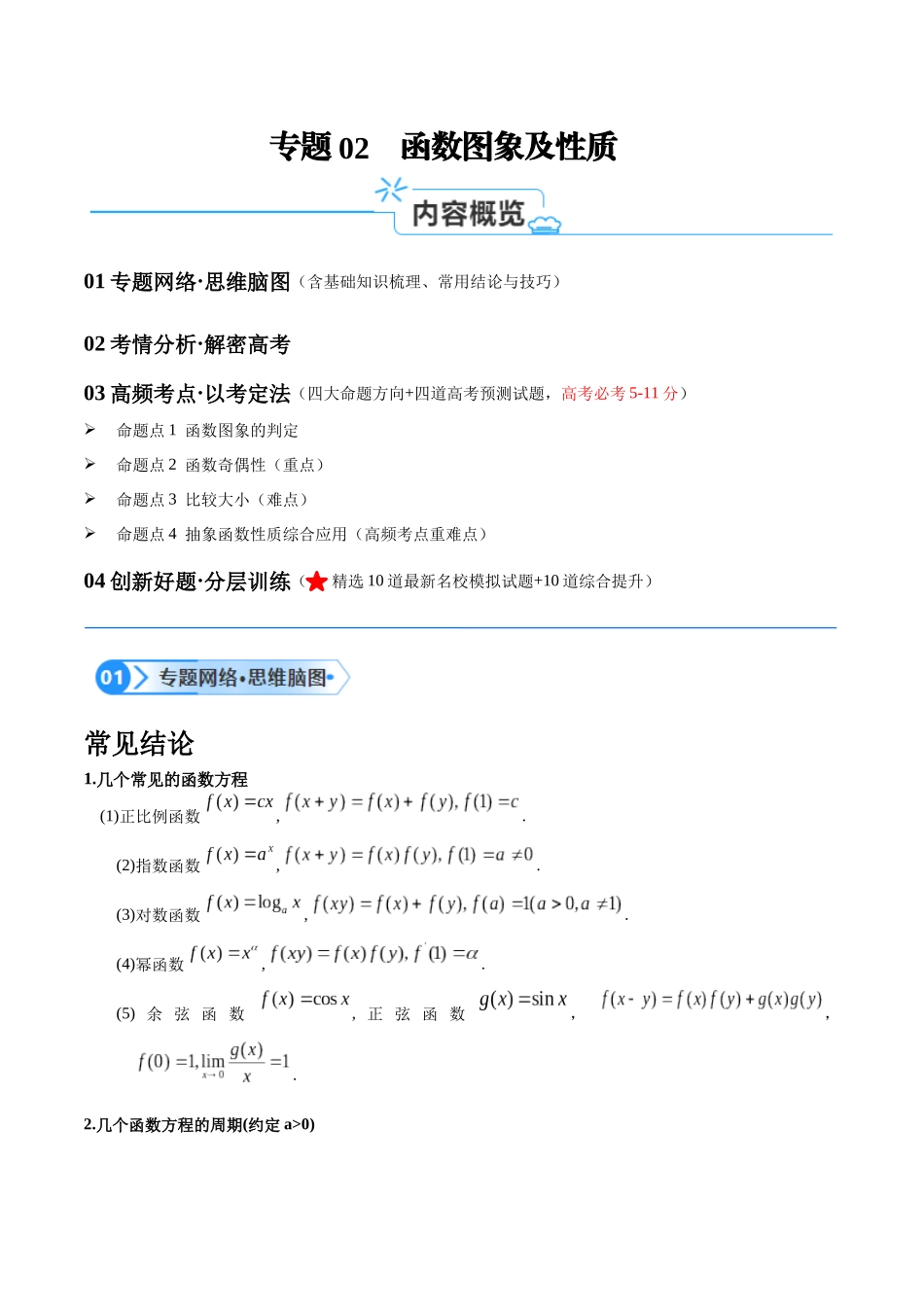 专题2 函数图象及性质(讲义)(原卷版)-.docx_第1页