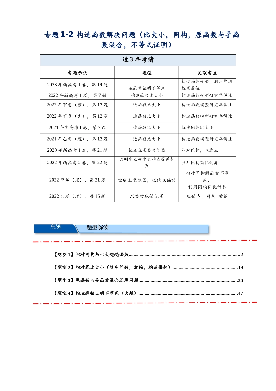 专题1-2 构造函数解决问题（比大小，同构，原函数与导函数混合，不等式证明）（解析版）.docx_第1页